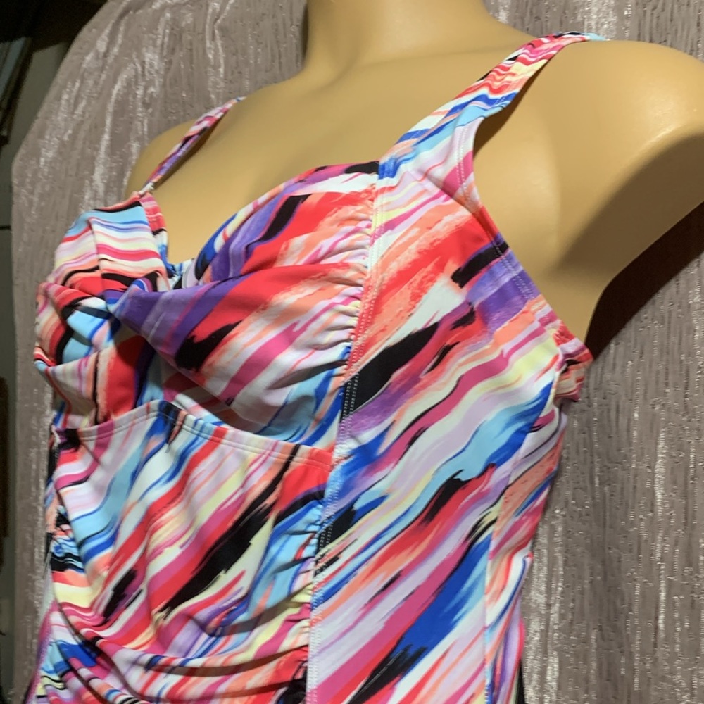 Swimsuits For All Multicolor Striped Swim Top - Picture 7 of 16